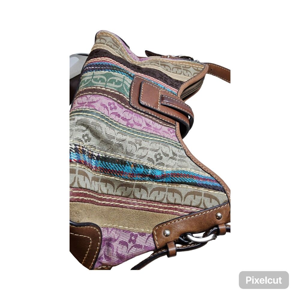 Preloved Fossil Patchwork Striped Shoulder Bag Pu… - image 7